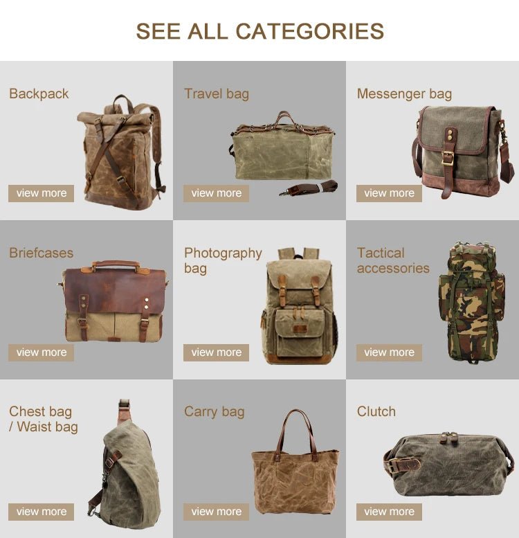 Men's vintage batik canvas and leather backpack by MANDOTOS INTERNATIONAL, featuring a stylish, durable design with multiple compartments.
