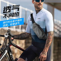 Men's water-repellent waist bag by MANDOTOS INTERNATIONAL, outdoor sports crossbody bag with adjustable strap and multiple compartments.