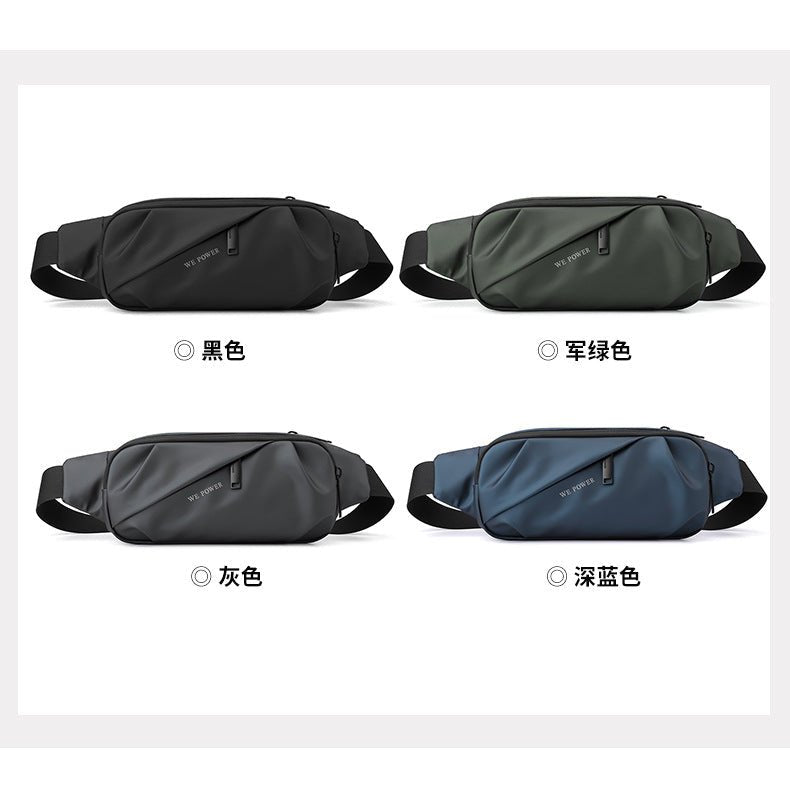 Men's water-repellent waist bag by MANDOTOS INTERNATIONAL, outdoor sports crossbody bag with adjustable strap and multiple compartments.