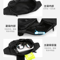 Men's water-repellent waist bag by MANDOTOS INTERNATIONAL, outdoor sports crossbody bag with adjustable strap and multiple compartments.