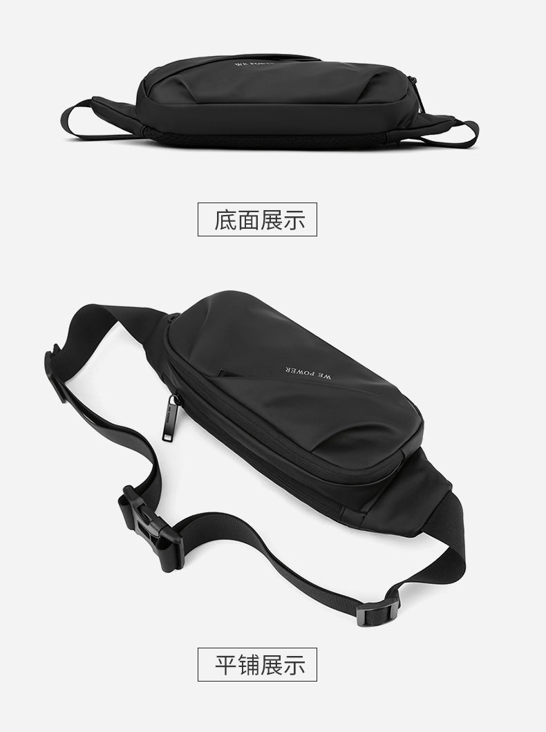 Men's water-repellent waist bag by MANDOTOS INTERNATIONAL, outdoor sports crossbody bag with adjustable strap and multiple compartments.