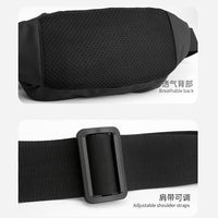 Men's water-repellent waist bag by MANDOTOS INTERNATIONAL, outdoor sports crossbody bag with adjustable strap and multiple compartments.