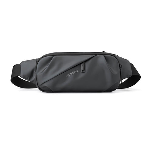 Men's water-repellent waist bag by MANDOTOS INTERNATIONAL, outdoor sports crossbody bag with adjustable strap and multiple compartments.