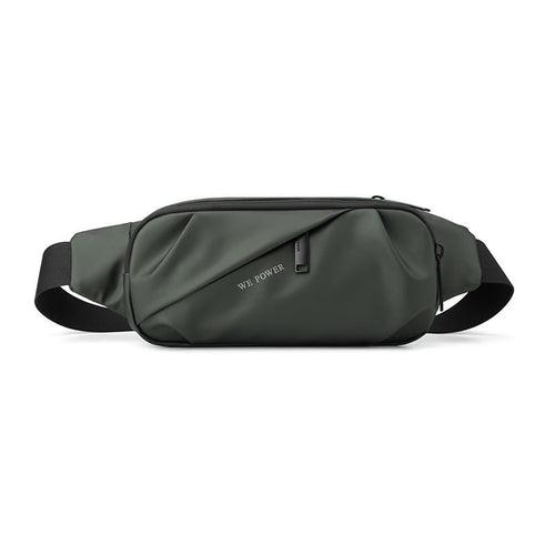 Men's water-repellent waist bag by MANDOTOS INTERNATIONAL, outdoor sports crossbody bag with adjustable strap and multiple compartments.