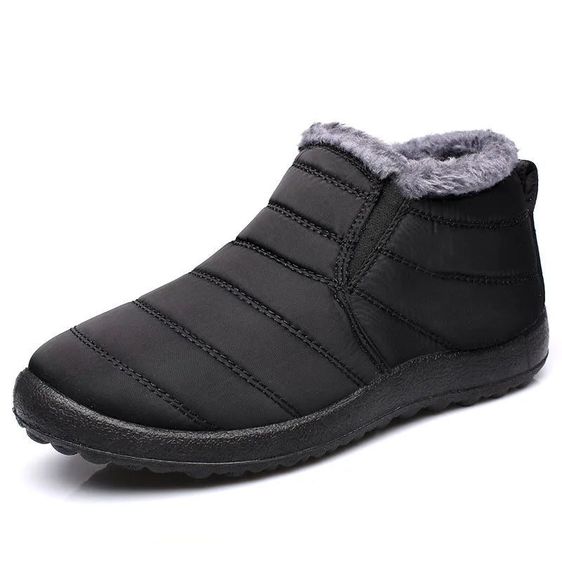 Men's waterproof winter snow boots by Mandotos International, outdoor work shoes in plus size with rugged grip and insulated design.
