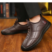 Men's winter waterproof non-slip platform work boots by MANDOTOS INTERNATIONAL, size 38-48, with sturdy soles and insulated design.