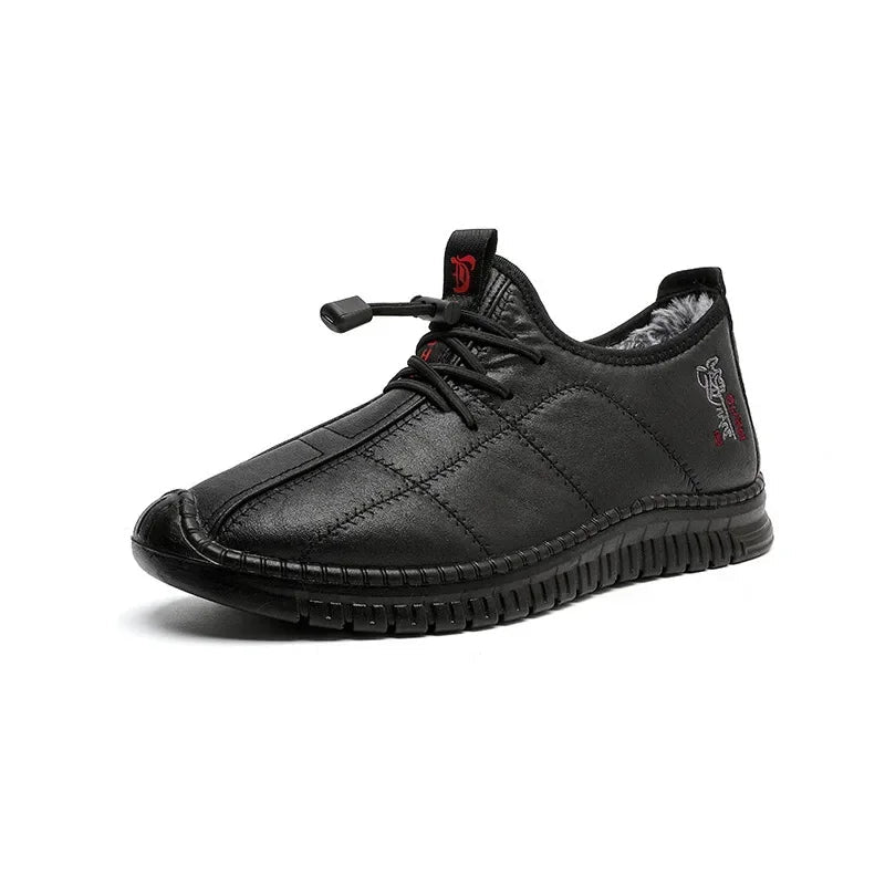 Men's winter waterproof non-slip platform work boots by MANDOTOS INTERNATIONAL, size 38-48, showing sturdy soles and durable design