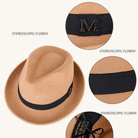 Men's winter felt fedora hat with narrow brim, wool, classic jazz style, by MANDOTOS INTERNATIONAL, perfect for cold weather.