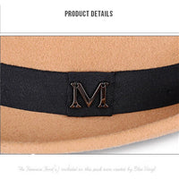 Men's winter felt fedora hat by MANDOTOS INTERNATIONAL, thick warm wool jazz cap with narrow brim, classic gentleman style.