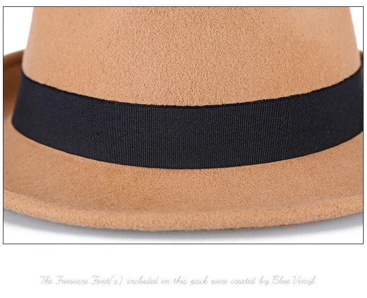 Men's winter felt fedora hat by MANDOTOS INTERNATIONAL featuring wool, narrow brim, classic jazz style, warm and stylish.