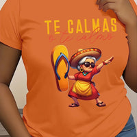 Women's Mexican Mama print T-shirt with short sleeves, round neck, polyester knit fabric, casual fit, by MANDOTOS INTERNATIONAL.