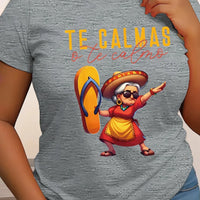 Women’s Mexican Mama print T-shirt by MANDOTOS INTERNATIONAL, casual short sleeve round neck top in polyester knit fabric.