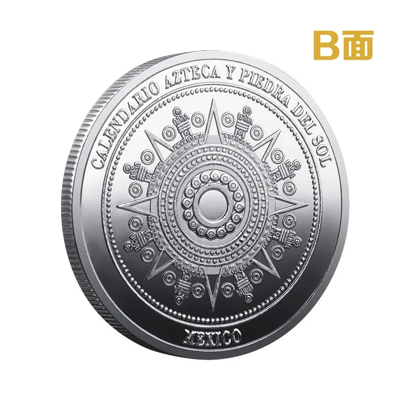 Mexican Maya Calendar and Aztec Commemorative Coins Set by MANDOTOS INTERNATIONAL, featuring ancient calendar and traditional coins.