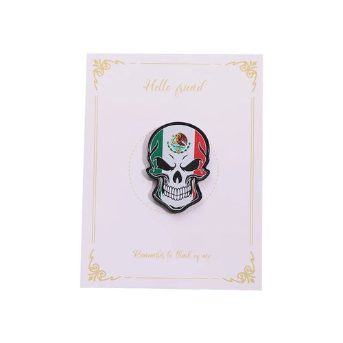 Mexico flag hat pin by MANDOTOS INTERNATIONAL, a retro enamel badge on a metal brooch, ideal for baseball caps and decorative jewelry.