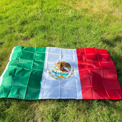 Mexico national flag, 90x150cm polyester hanging banner with printed Mexican colors and design for decoration