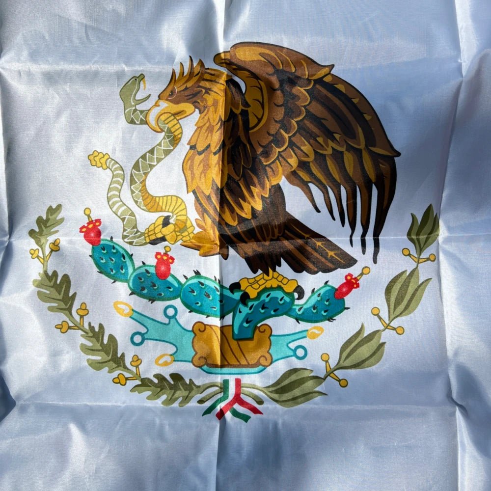 Mexico national flag, 90x150cm polyester hanging banner with printed Mexican colors and emblem, ideal for decoration.