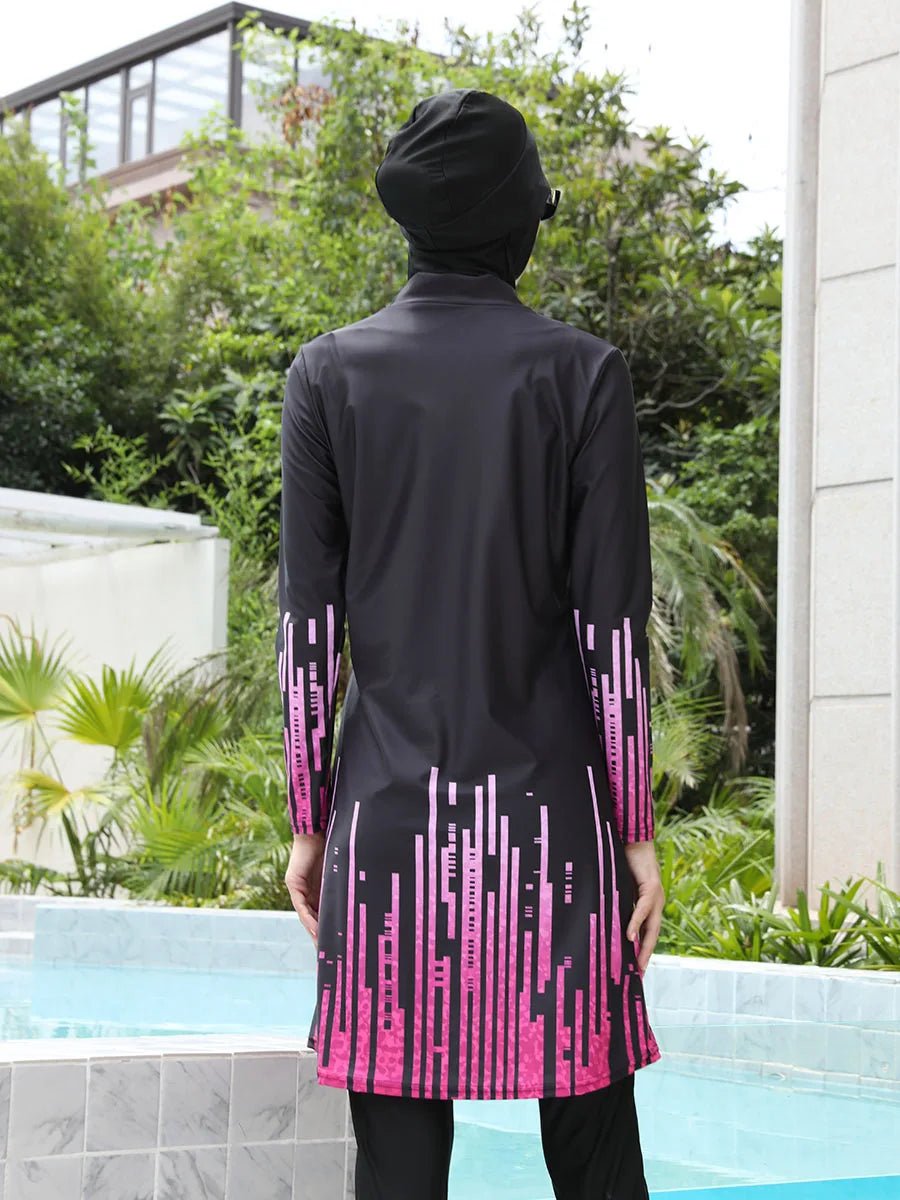 Mandotos International modest coverage Muslim burkini with full-body swimwear design, stylish and functional for middle-aged women.