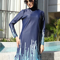 Stylish MANDOTOS INTERNATIONAL modest Muslim burkini with full coverage, suitable for middle-aged women, ideal for comfortable swimming.