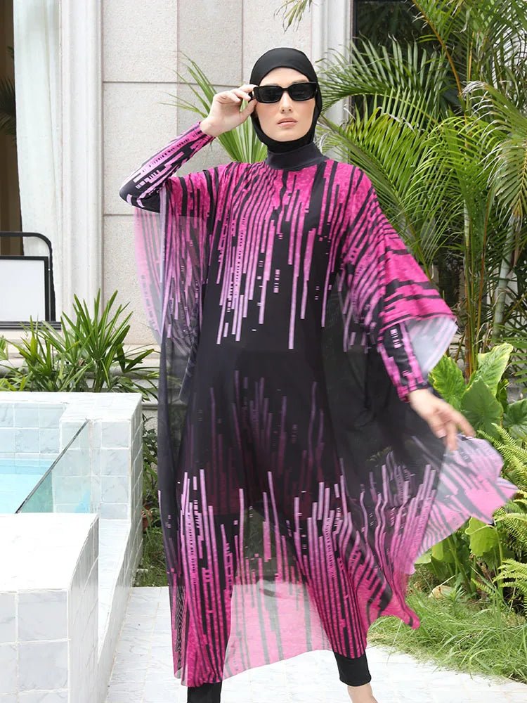 Mandotos International modest coverage Muslim burkini with full-coverage swimwear, stylish and functional for middle-aged women.
