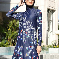 Mandotos International modest coverage Muslim burkini swimsuit for middle-aged women, featuring stylish and functional swimwear design.