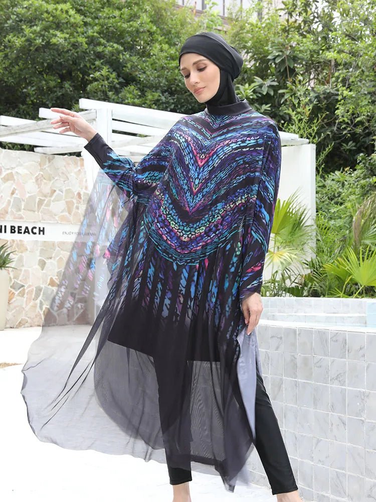 Mandotos International modest coverage Muslim burkini with full-coverage swimsuit design, suitable for middle-aged women, stylish and functional.