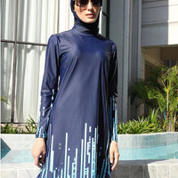 Mandotos International modest coverage Muslim burkini with full-coverage swimsuit, stylish and functional swimwear for middle-aged women.