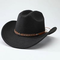 Mandotos International denim cowboy hats for men and women, soft woolen with five-pointed star belt detail, Western style accessory
