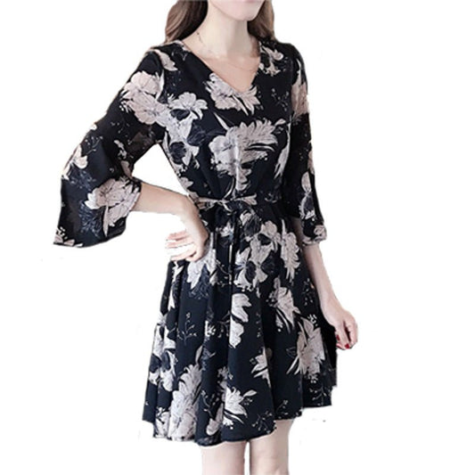 Mandotos International floral summer dress for women, Korean style, slimming fit, perfect for casual summer fashion.