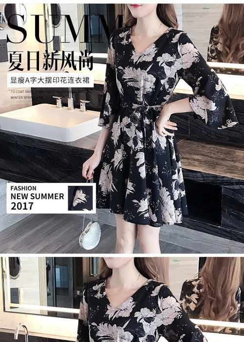 Mandotos International floral summer dress for women, stylish Korean fashion dress with slimming fit, perfect for summer 2019.