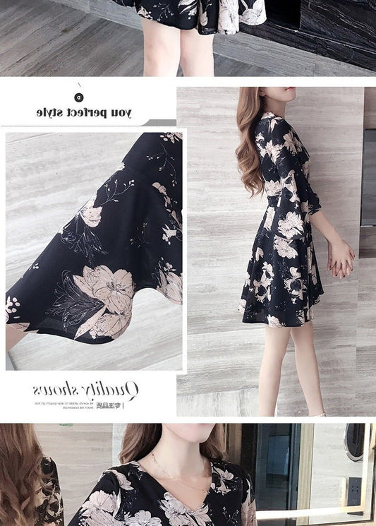 Mandotos International floral summer dress for women, stylish Korean fashion with slimming fit, perfect for summer 2019.