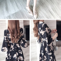 Mandotos International floral summer dress for women, Korean style, slimming fit, perfect for fashion-forward summer wear.