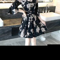 Mandotos International women's floral summer dress with Korean style, slim fit, perfect for summer fashion and casual wear.