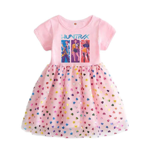 Girls summer princess dress by Mandotos International with short sleeves, gauze skirt, perfect for children's summer clothing.