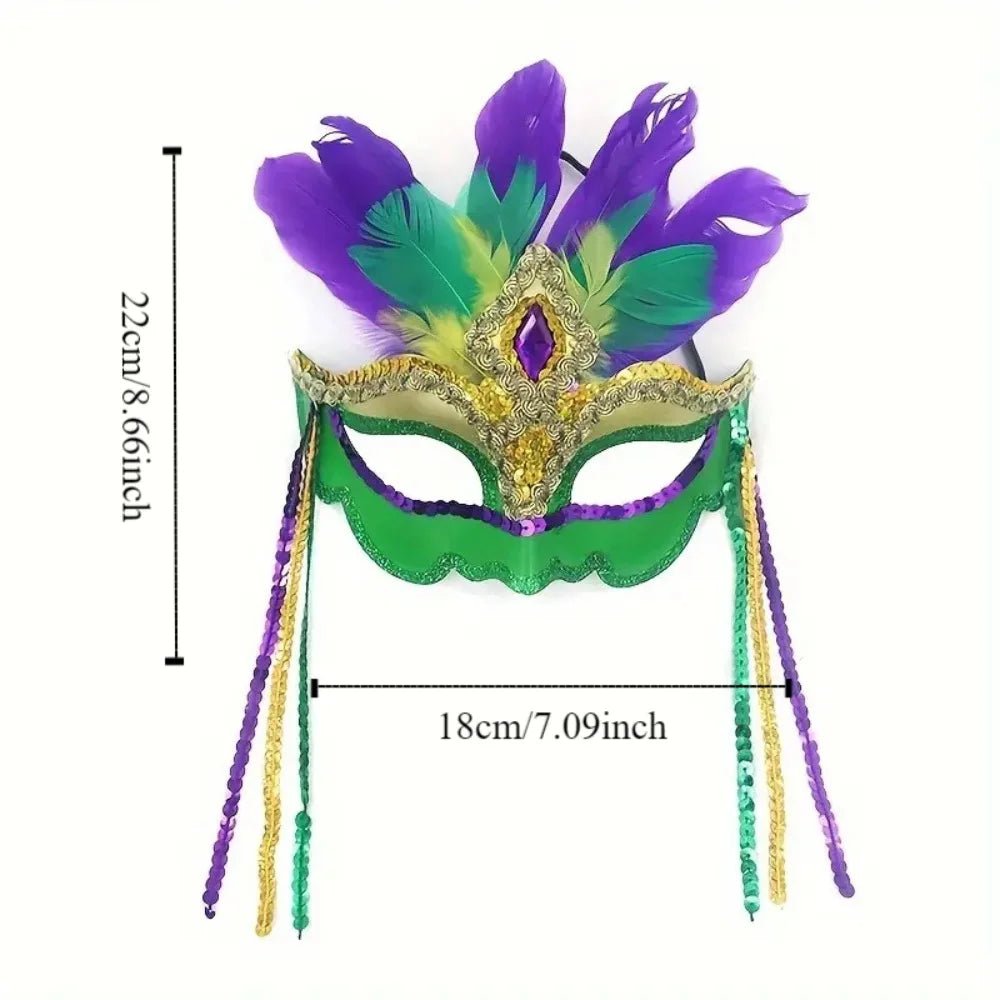 Mandotos International peacock feather masquerade mask with hollow design, plastic Venice carnival mask for nightclub and party events.
