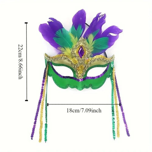 Mandotos International peacock feather masquerade mask with hollow design, plastic Venice carnival mask for nightclub and party events.