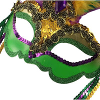 Mandotos International peacock feather masquerade mask with hollow design, plastic carnival mask for nightclub and party events.