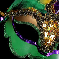 Mandotos International peacock feather masquerade mask with hollow-out design, plastic carnival mask for nightclub and party events