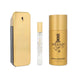Paco Rabanne Million Man 3-set including Eau de Toilette, deodorant, and travel spray, displayed with bottles and packaging.