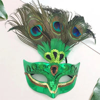 Peacock feather headpiece for women, perfect for Halloween, Mardi Gras, carnival, and cosplay events by MANDOTOS INTERNATIONAL.