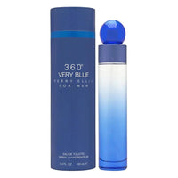 Mandotos International Perry Ellis 360 Blue Essence Men’s Cologne 3.4 oz bottle with sleek blue packaging.