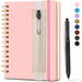 Pink girls' A5 travel leather spiral notebook with pen holder and pen, ideal for writing and note-taking by MANDOTOS INTERNATIONAL.