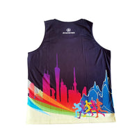 Plus size men's bodybuilding tank top by MANDOTOS INTERNATIONAL, gym vest for fitness, sleeveless athletic wear, front view