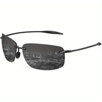 Mandotos international polarized sunglasses for men and women with rimless TR90 frame, lightweight, durable, ideal for running and fishing.