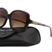 Unisex square sunglasses with gradient resin lenses, classic acetate frames, suitable for small face sizes, by MANDOTOS INTERNATIONAL.