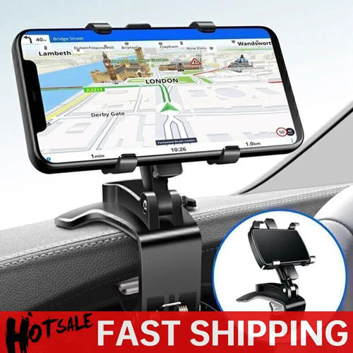 Mandotos portable car holder for iPhone, Samsung, Xiaomi, Redmi, Huawei, rotatable, multifunction dashboard and sun visor mount.