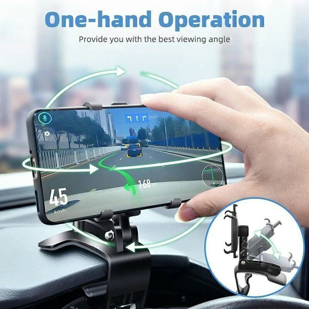 Mandotos international portable car holder for iPhone, Samsung, Xiaomi, Redmi, Huawei, rotatable dashboard and rearview mirror mount.