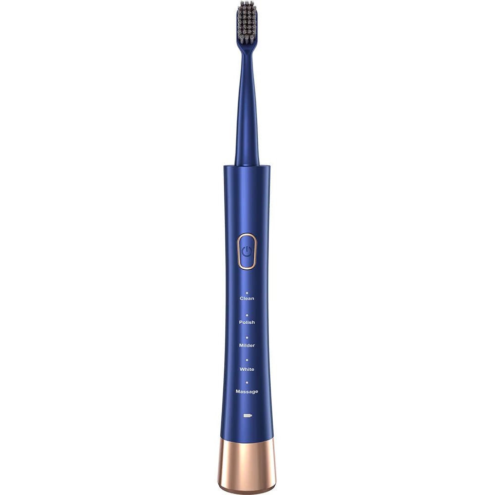 Portable electric toothbrush set by MANDOTOS INTERNATIONAL with rechargeable oral cleaner for adults and kids, compact and travel-friendly.