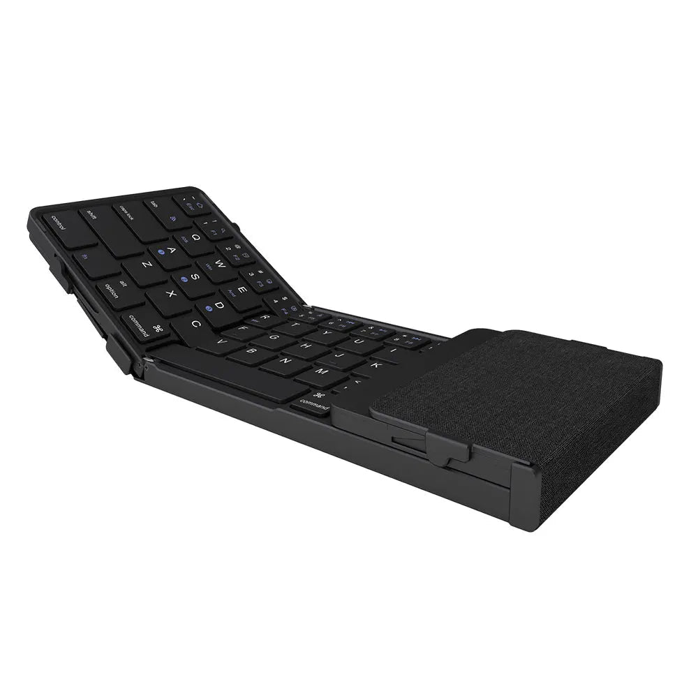 Portable foldable wireless keyboard with numeric keypad by MANDOTOS INTERNATIONAL, compact design for easy travel and efficient typing.