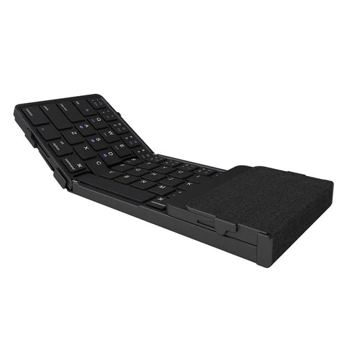 Portable foldable wireless keyboard with numeric keypad by MANDOTOS INTERNATIONAL, compact design for easy travel and efficient typing.