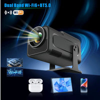 Mandotos International portable smart Android projector HY320 displaying full HD 4K content on a wall.